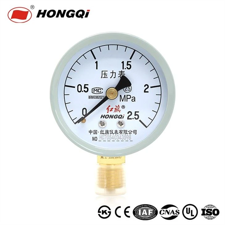 Hongqi 60 mm Manometer aus Stahl/Kunststoff/Edelstahlgehäuse, Messingwerk